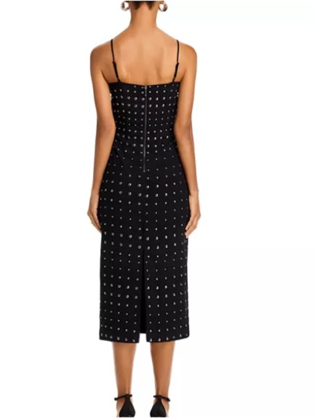 Layered With Love, Black Studded Midi Dress Bodycon Tank Edgy Chic Glam Size M - Picture 6 of 14